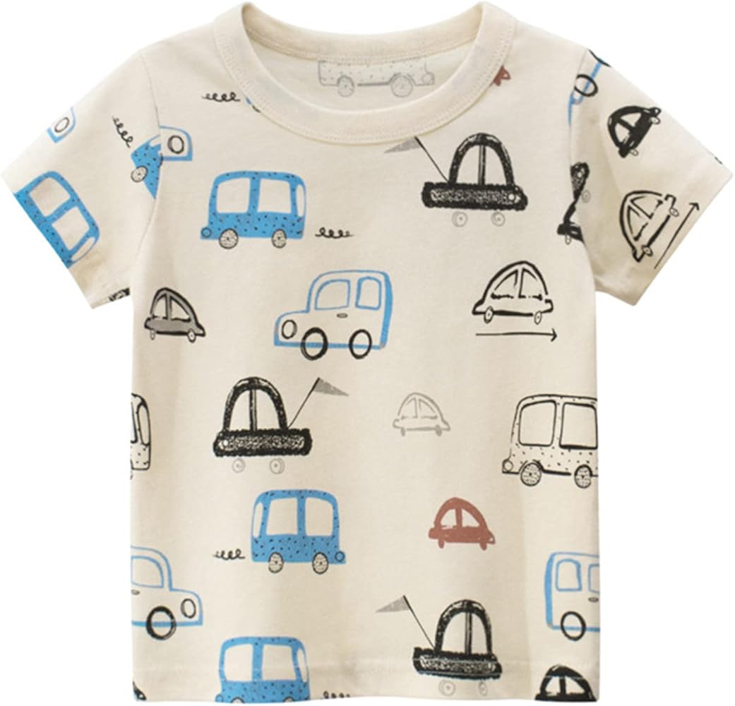 Unisex Infant Fashion Crew Neck T-Shirt Tops Cute Cartoon Short Sleeve Tees Shirts for Boys Girls Summer Kids Casual Clothes