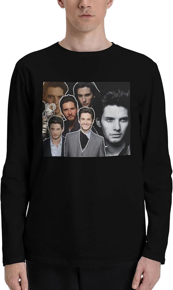 Ben Barnes T Shirts Men's Loose Fit Casual Athletic Long Sleeve Round Neck Cotton T Shirts Tops