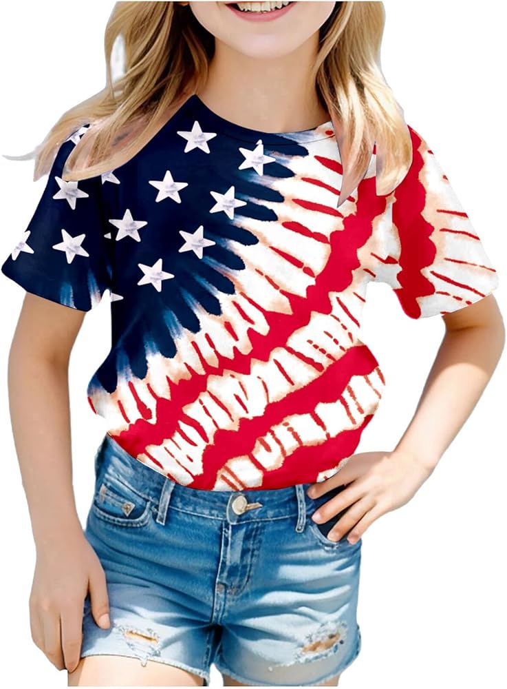 Boys Girls 4th Of July Toddler Tees 3d Graphic Printed T-Shirts Novelty Short Sleeve Round Neck Independence Day Tops Tees 3-10 Years ,Toddler Boy 4Th Of July Shirt,Boys 4Th Of July Shirt Size 12