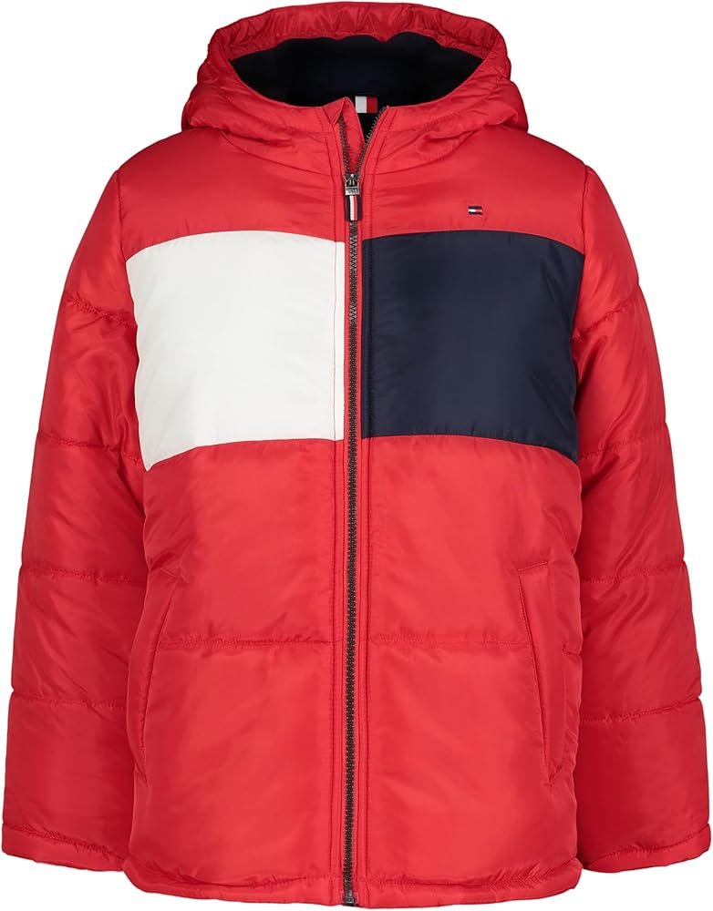 Tommy Hilfiger Boys' Heavy Weight Hooded Puffer Jacket with Polar Fleece Lining