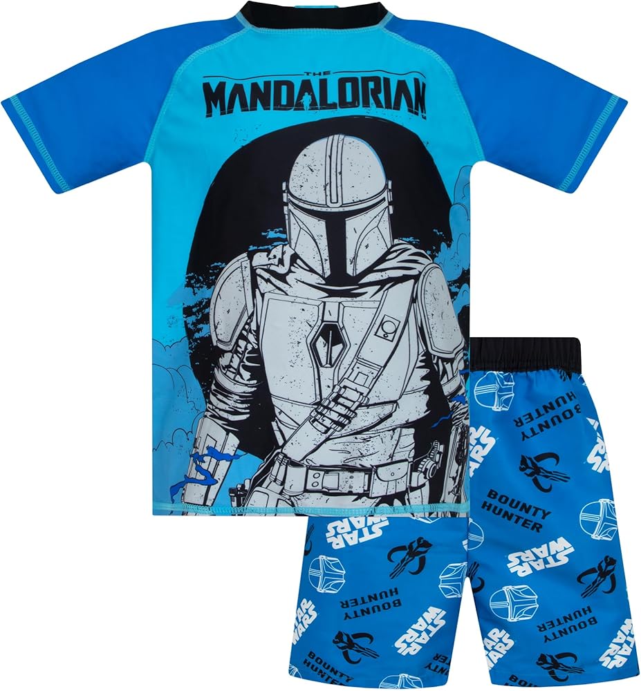 STAR WARS Swimset | Boys The Mandalorian Swim Set | Two Piece Swimwear for Kids