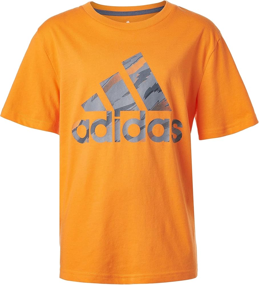 adidas Boys Short Sleeve Cotton Jersey Graphic T-Shirt (Large, Orange Rush Camo)