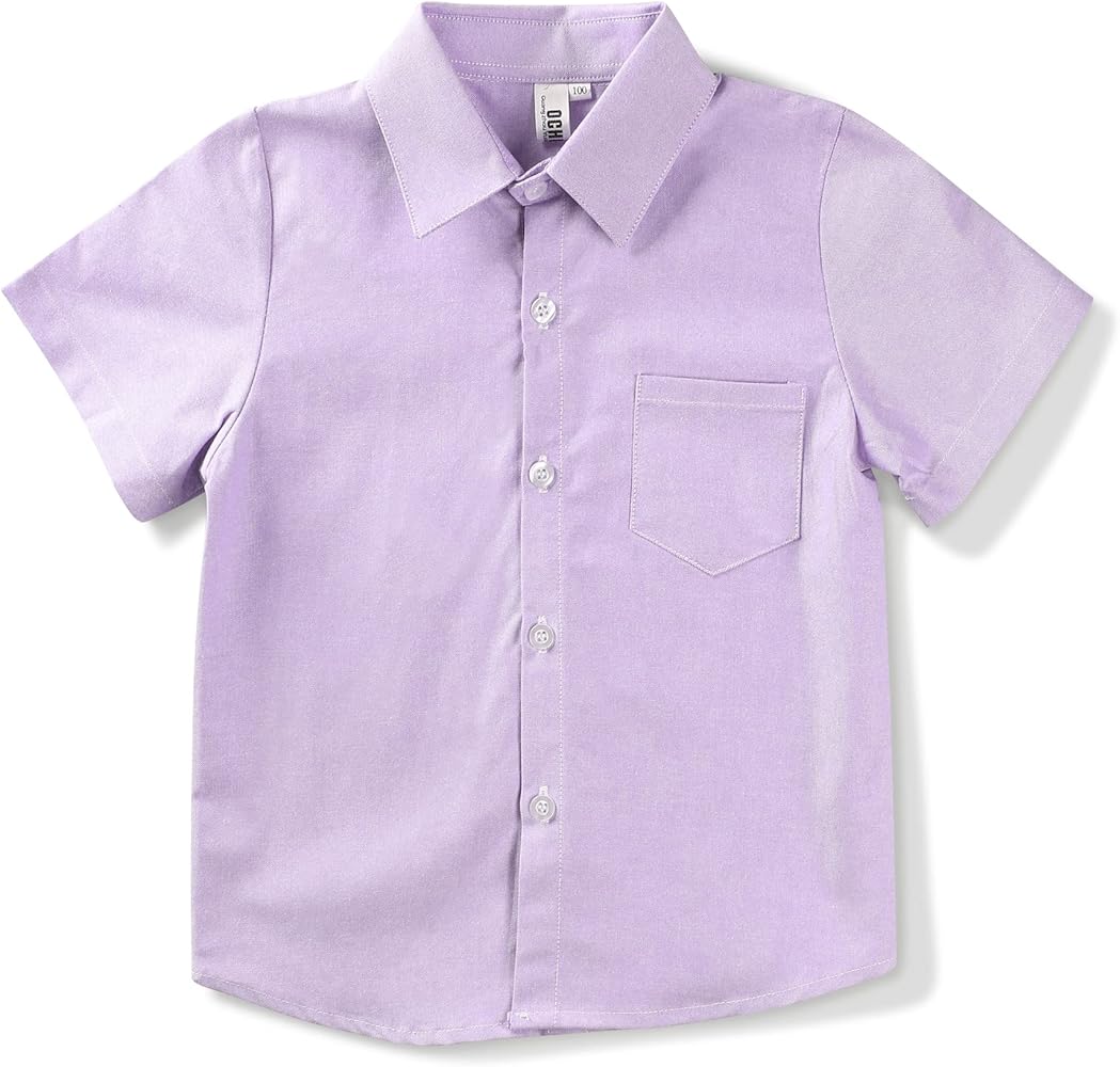 Boys' & Mens Short Sleeve Button Down Oxford Shirts,Kids Summer Uniform Dress Shirt Tops 2T - XXL