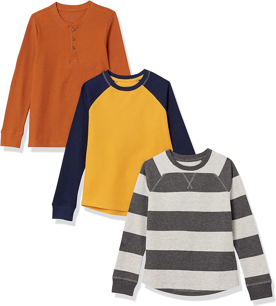 Amazon Essentials Boys and Toddlers' Long-Sleeve Knit Thermal T-Shirt, Pack of 3