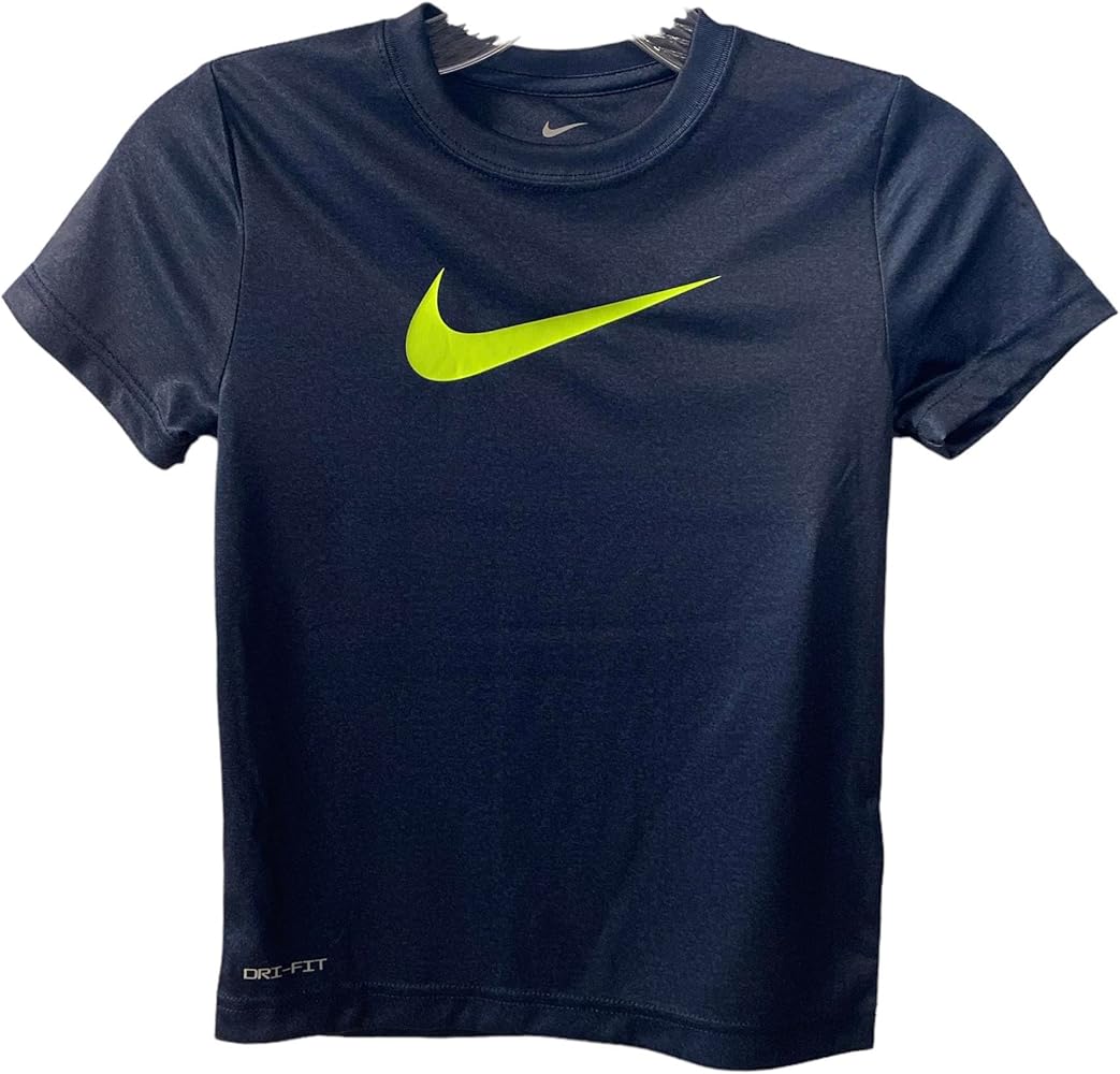 Nike Boys DRI-FIT Swoosh T-Shirt, Navy Heather, 7