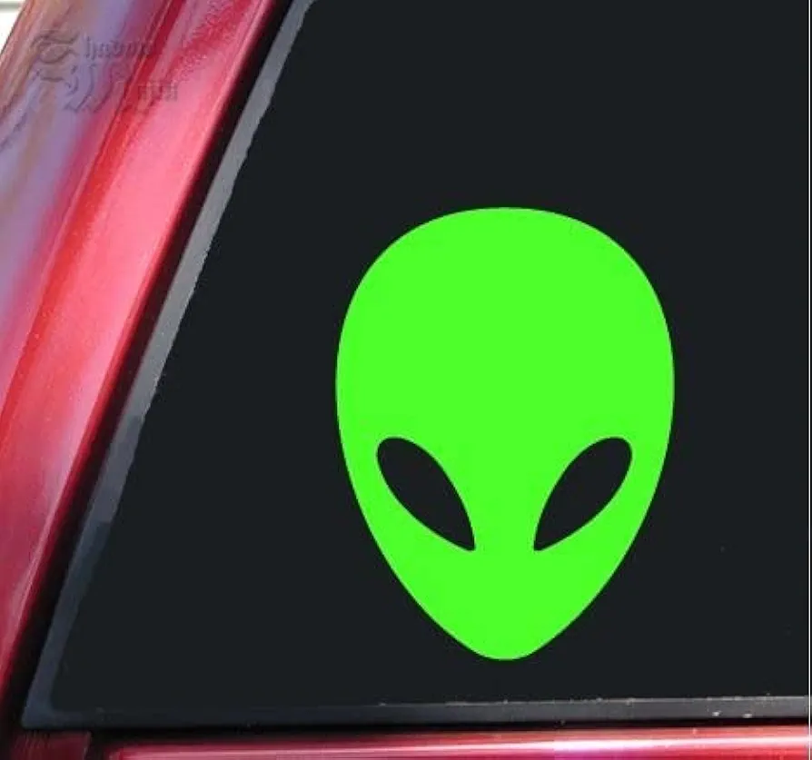 Sunset Graphics & Decals Alien Head Decal Vinyl Car Sticker Funny Cartoon | Cars Trucks Vans Walls Laptop | Lime Green | 6 inches | SGD004000