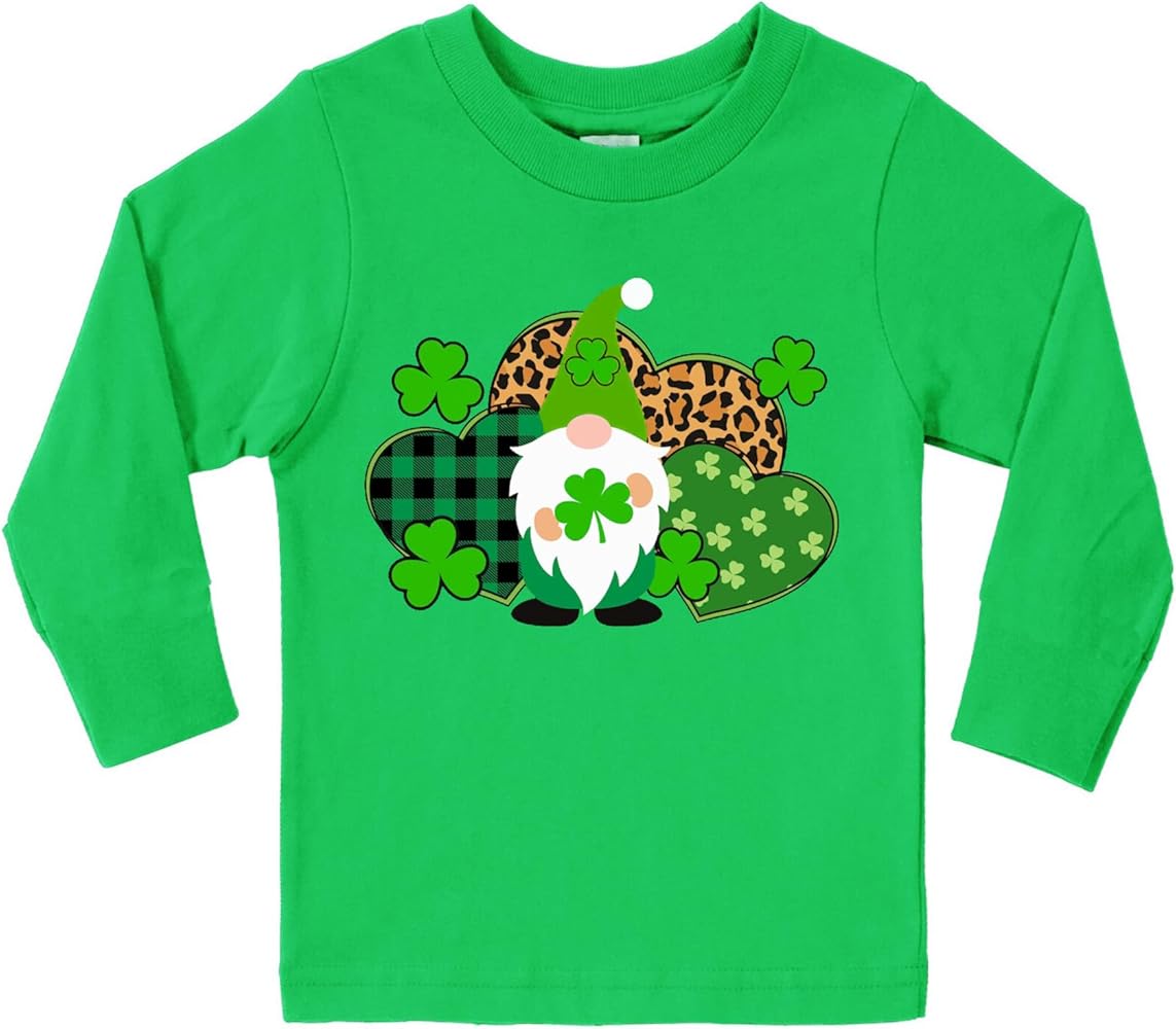 Kids St. Patrick's Day Shirts Boys Girls Unisex Irish Clover Long Sleeve T-Shirt Toddler Green Tee Cotton Tops 1-7T