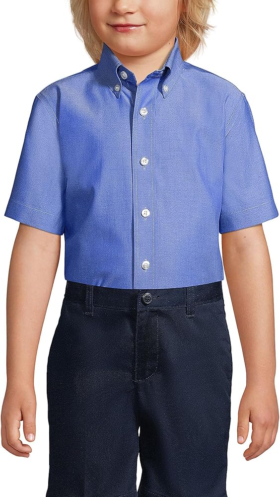 Lands' End School Uniform Boys Short Sleeve No Iron Pinpoint Dress Shirt