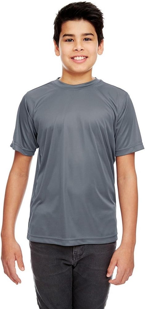 UltraClub 8420Y Youth Cool & Dry Sport Performance Interlock Tee Charcoal Large