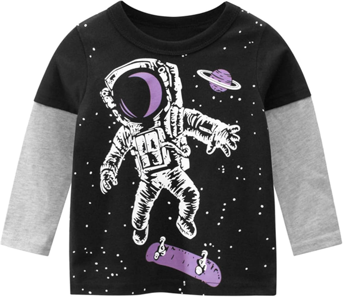 Kids Workout Top Toddler Kids Boys Girls Galaxy Print Long Sleeve Crewneck T Shirts Tops Tee Clothes for