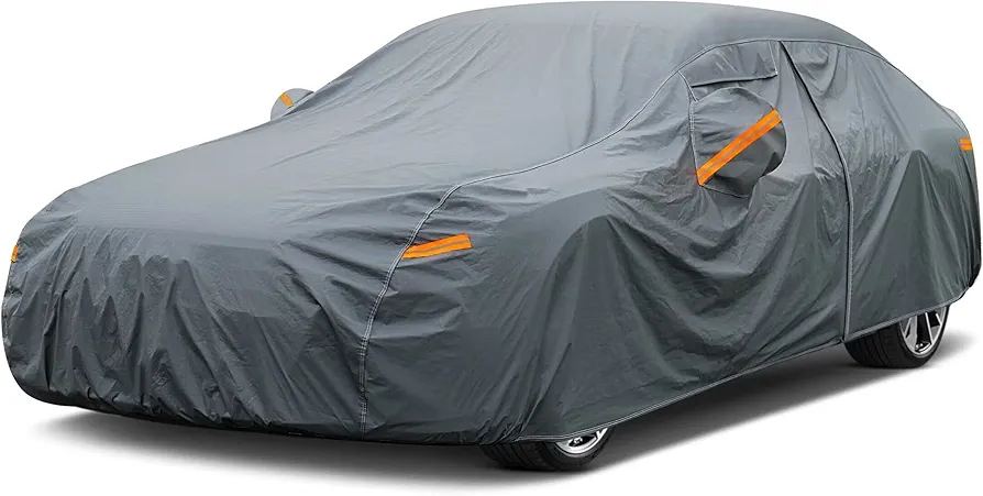 16 Layers Car Cover Waterproof All Weather, Heavy Duty Outdoor Car Cover Universal Fit Sedan Toyota Camry, Tesla Model 3, Honda Accord, Nissan Altima, Kia K5/Stinger, Hyundai Sonata etc.