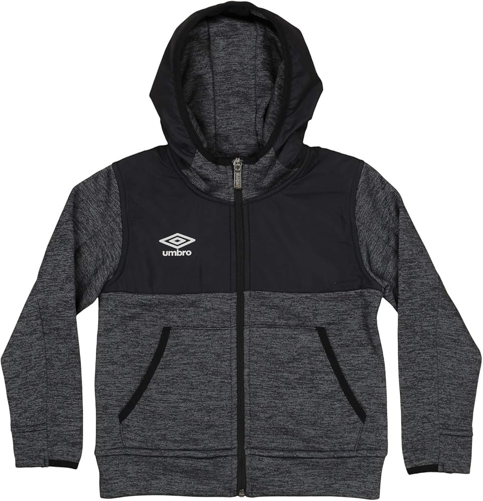 Umbro Big Boys Youth (4-14) Full Zip Performance Hoodie, Black Beauty X-Small 4-5