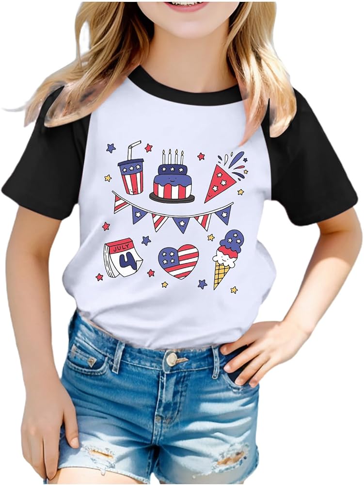 Toddler Boy Girl Fourth of July Shirt 3D Graphic Printed Tops Tee Cute Short Sleeve Crew Neck Tshirts for Kids Boys Girls,Fourth of July Toddler Boy,Toddler 4Th of July Shirt