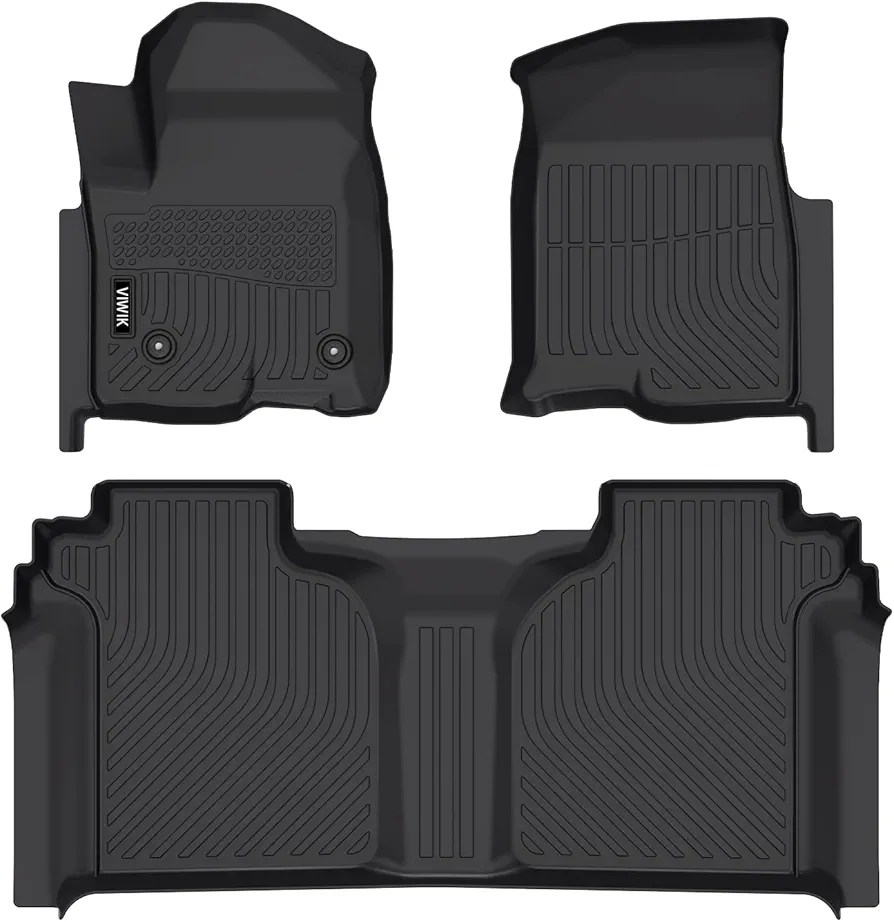 Car Floor Mats for Chevy Silverado/for GMC Sierra 1500 2019-2024 Crew Cab, for Chevrolet Silverado/Sierra 2500 HD/3500 HD 2020-2024 Crew Cab with Rear Underseat Storage, Front Bucket Seat