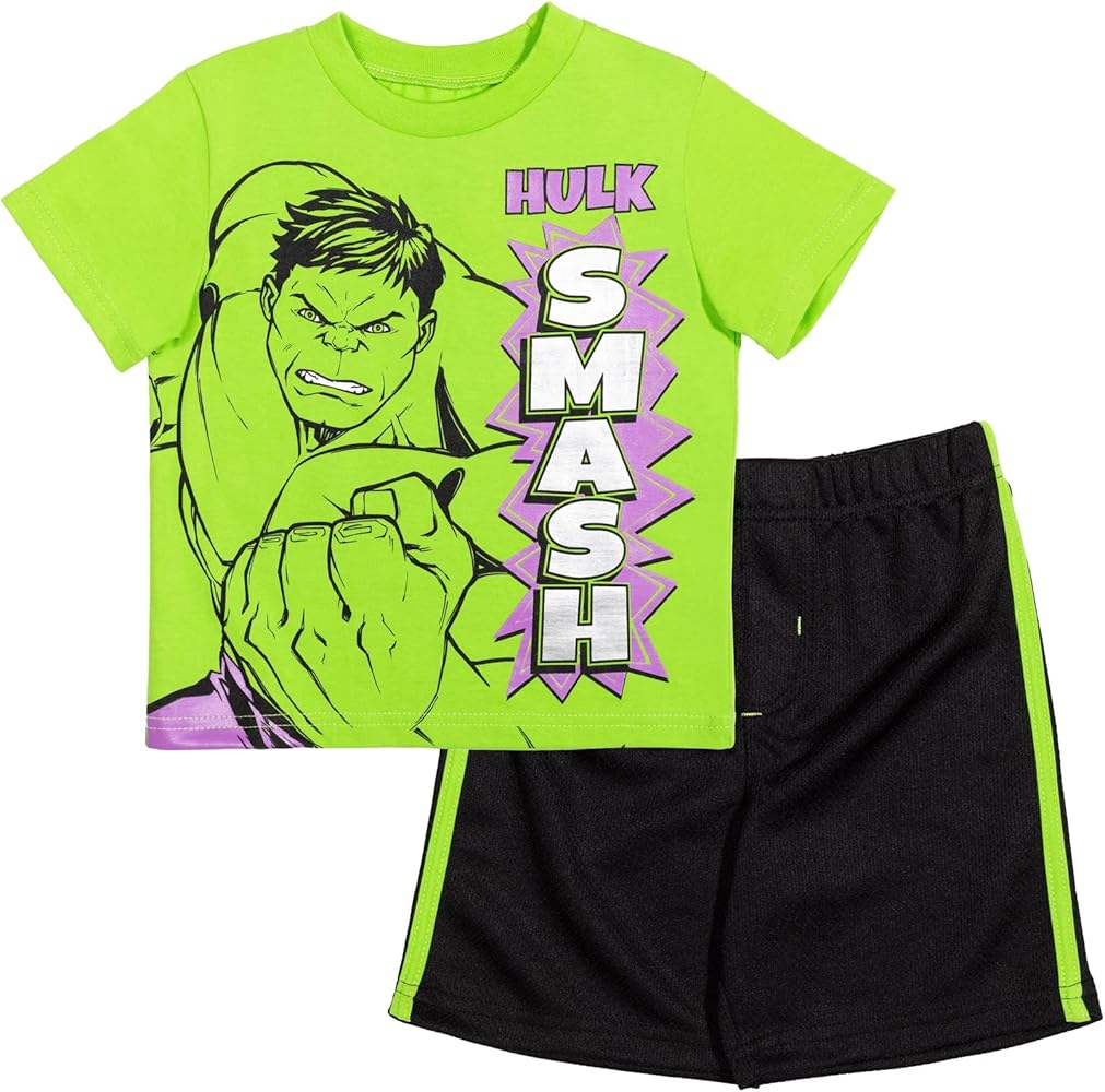 Marvel T-Shirt and Mesh Shorts Outfit Set Toddler to Big Kid Sizes (2T - 14-16)