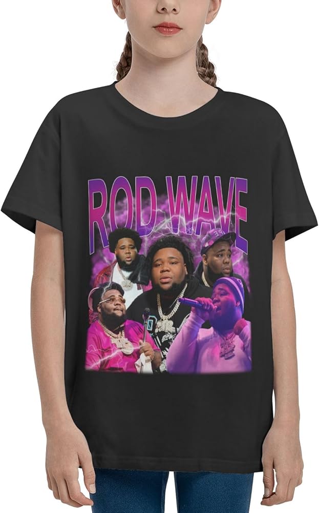 Rod Waves Nostalgia T-Shirt for Kids Boys Girls Casual Teen Youth Short Sleeve Graphic Tee Tops