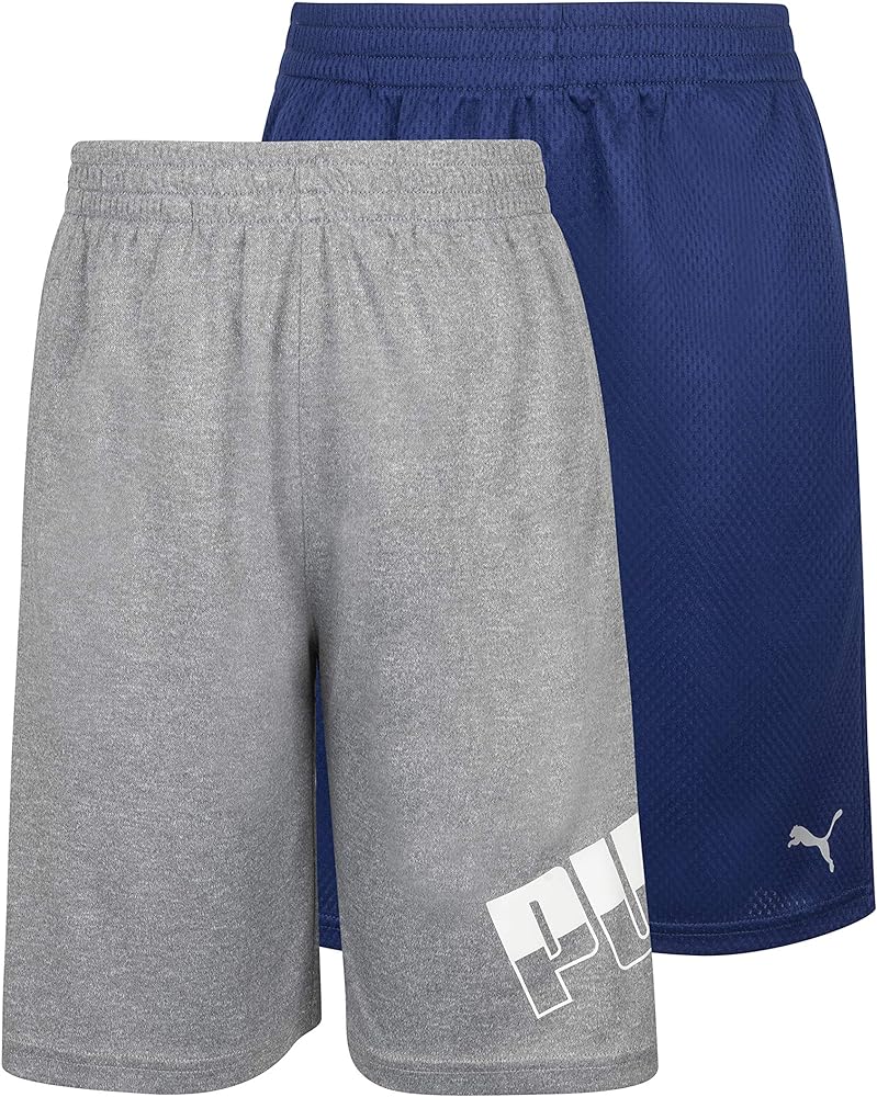 PUMA Boys' 2pk Performance & Mesh Graphic Logo Short Set