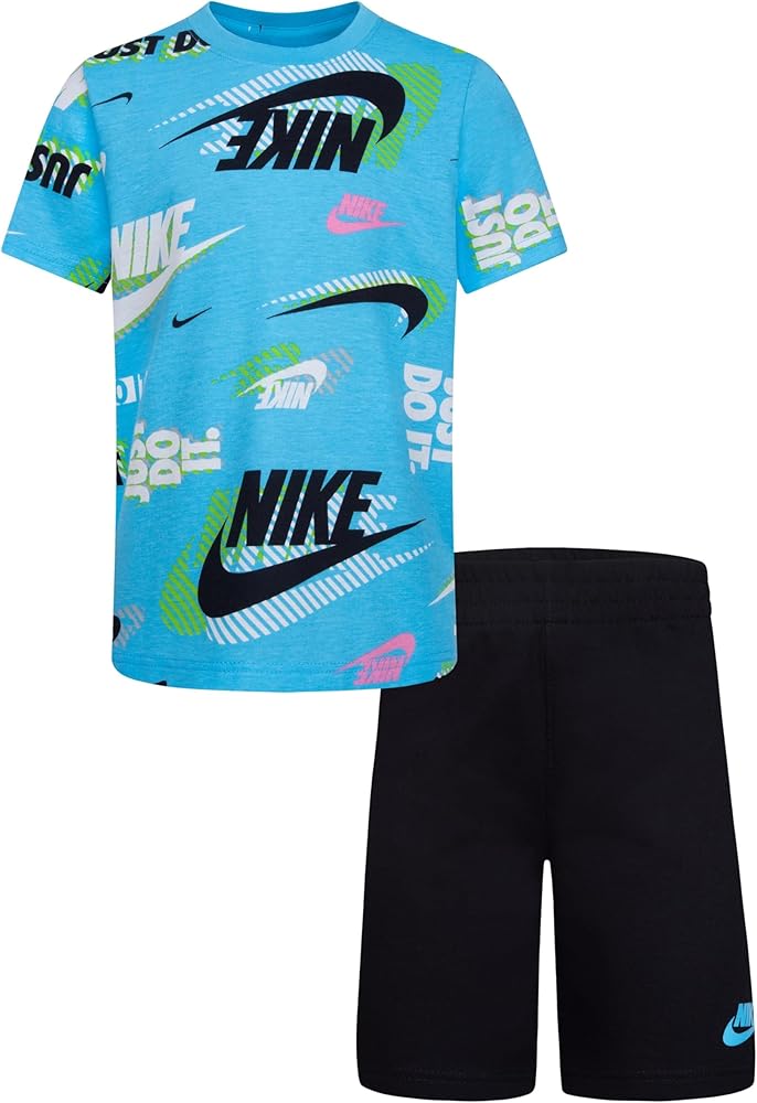 Nike Baby Boy's Active Joy Tee and Shorts Set (Toddler) Black 3 Toddler