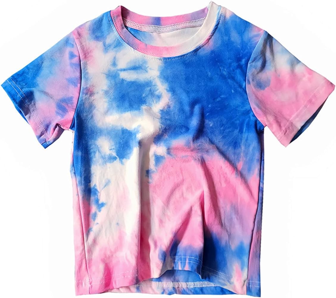 Kids Boys Girls Tie-dye T-Shirt Child Summer Short Sleeve Basic Tops Toddler Casual Tee 2~8T