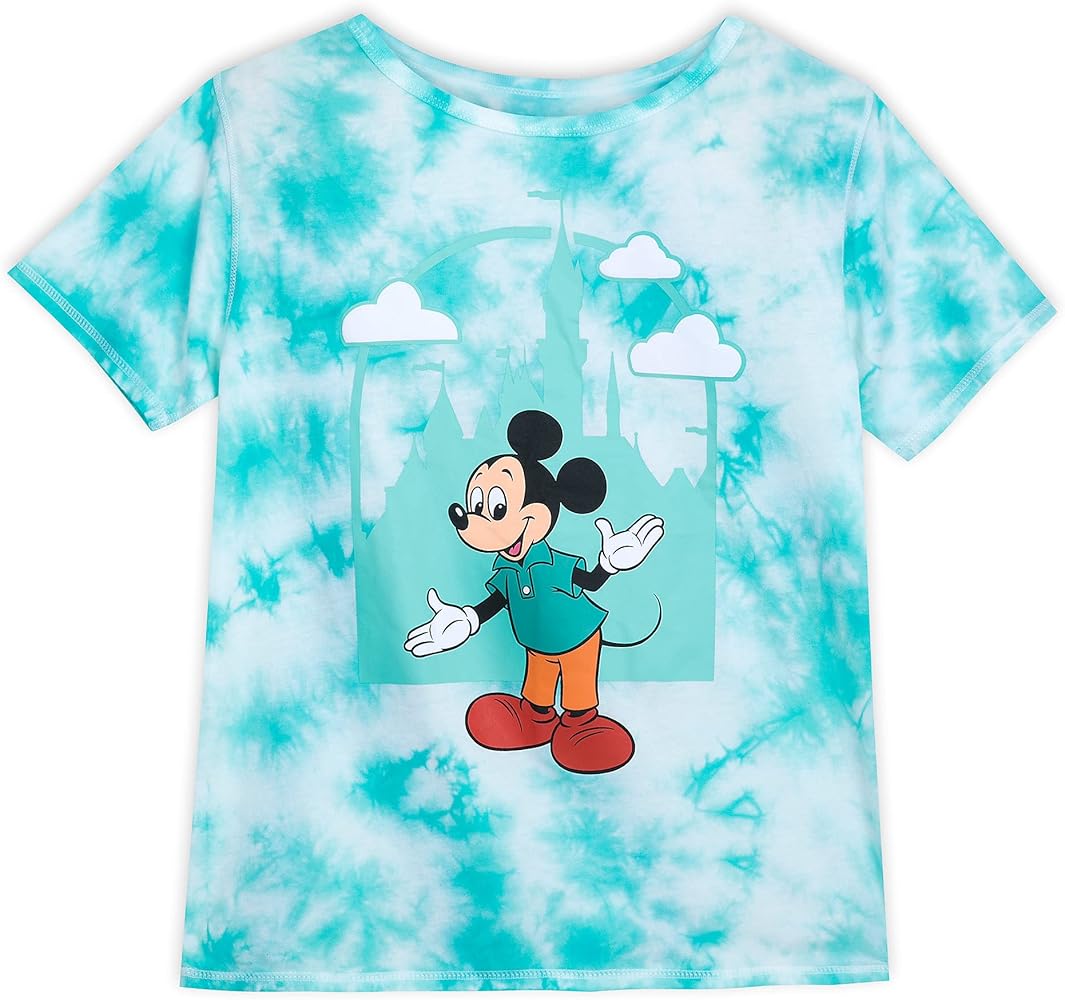 Disney Mickey Mouse and Fantasyland Castle Tie-Dye T-Shirt for Boys – Sensory Friendly S (5/6) Multicolored