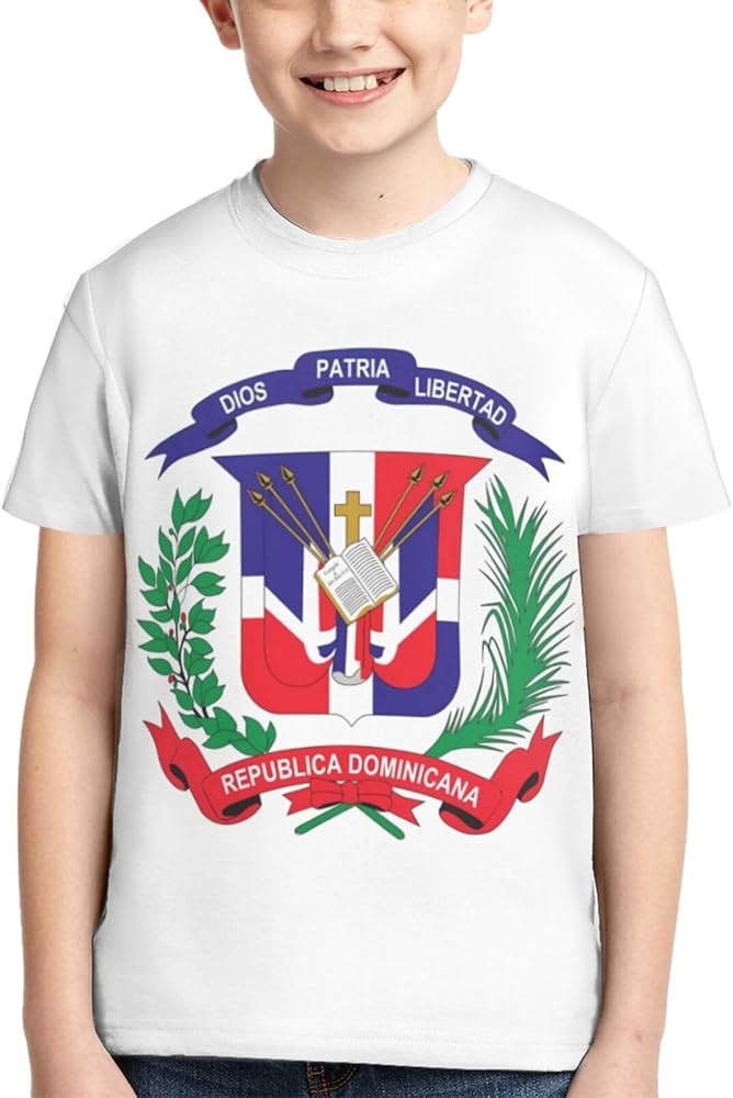 Dominican Republic Flag Boys Girls Shirts Kids Short Sleeve Classic Crewneck Top Tee