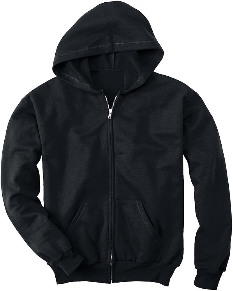 Hanes Boy's ComfortBlend EcoSmart Full Zip Boy's' Hoodie Sweatshirt, Black, M