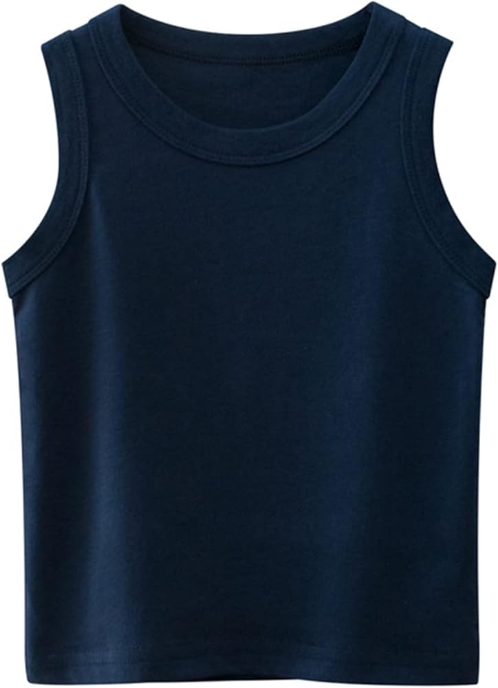 Toddler Kids Boys Tank Tops Summer Solid Sleeveless Crewneck Vest T Shirts Tops Tee Clothes for Children