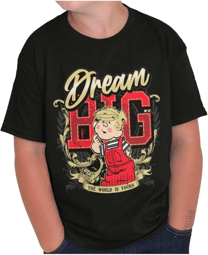 Dream Big The World is Yours Cartoon Boys Kids T Shirt Tees Tops