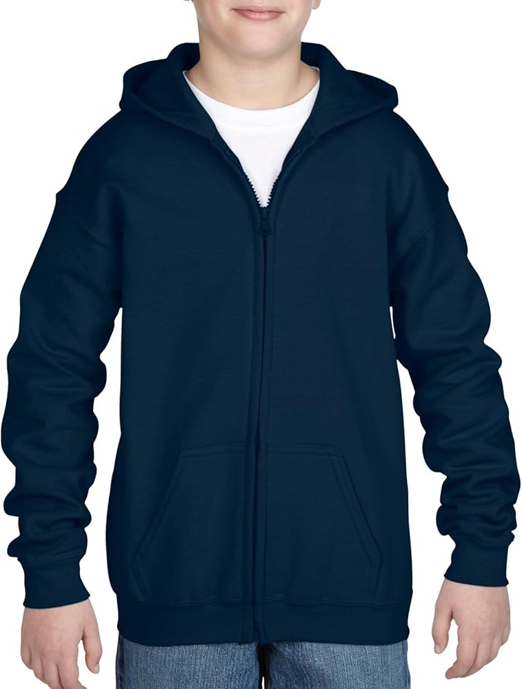 Gildan boys Heavy Blend Full-Zip Hooded Sweatshirt(G186B)-NAVY-XL