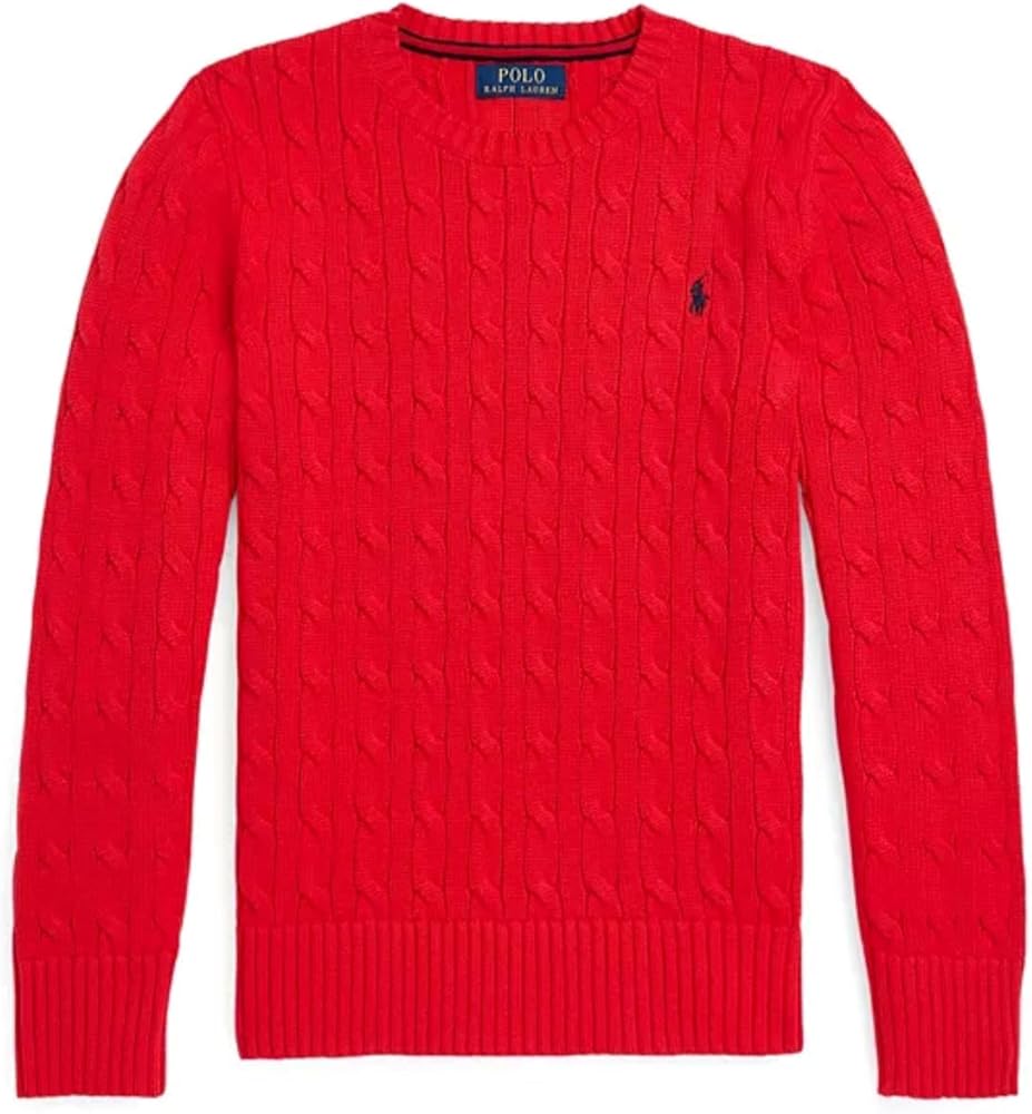 POLO RALPH LAUREN Boys Cotton Cable Knit Pullover Sweater Size 18-20 (XL) Red