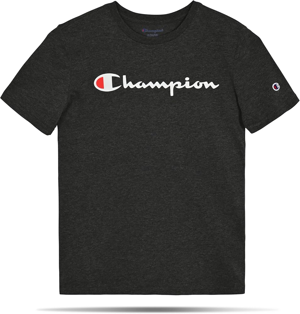 Champion Boys T-Shirt, Kids' T-Shirt For Boys, Lightweight Tee for Kids, Script & Print