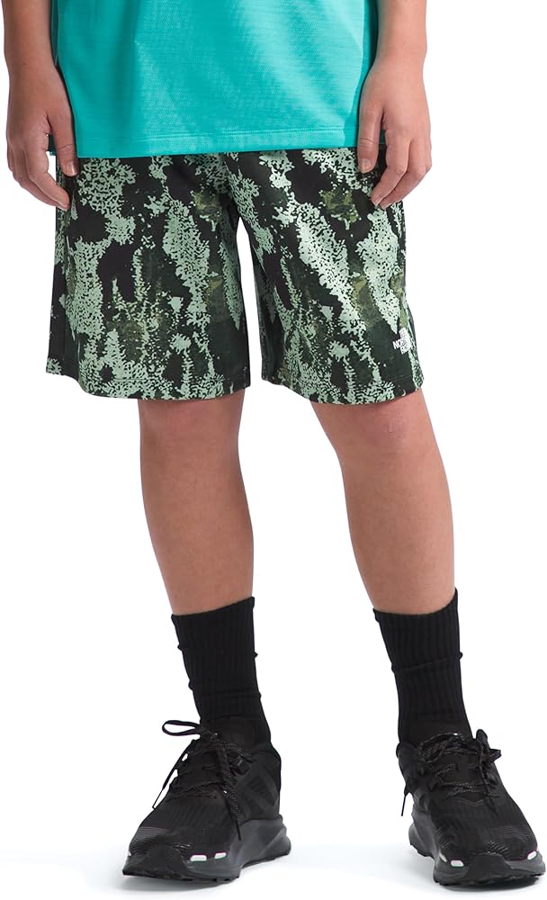 THE NORTH FACE Boys' Never Stop Knit Training Short, Misty Sage Generative Camo Print, Medium