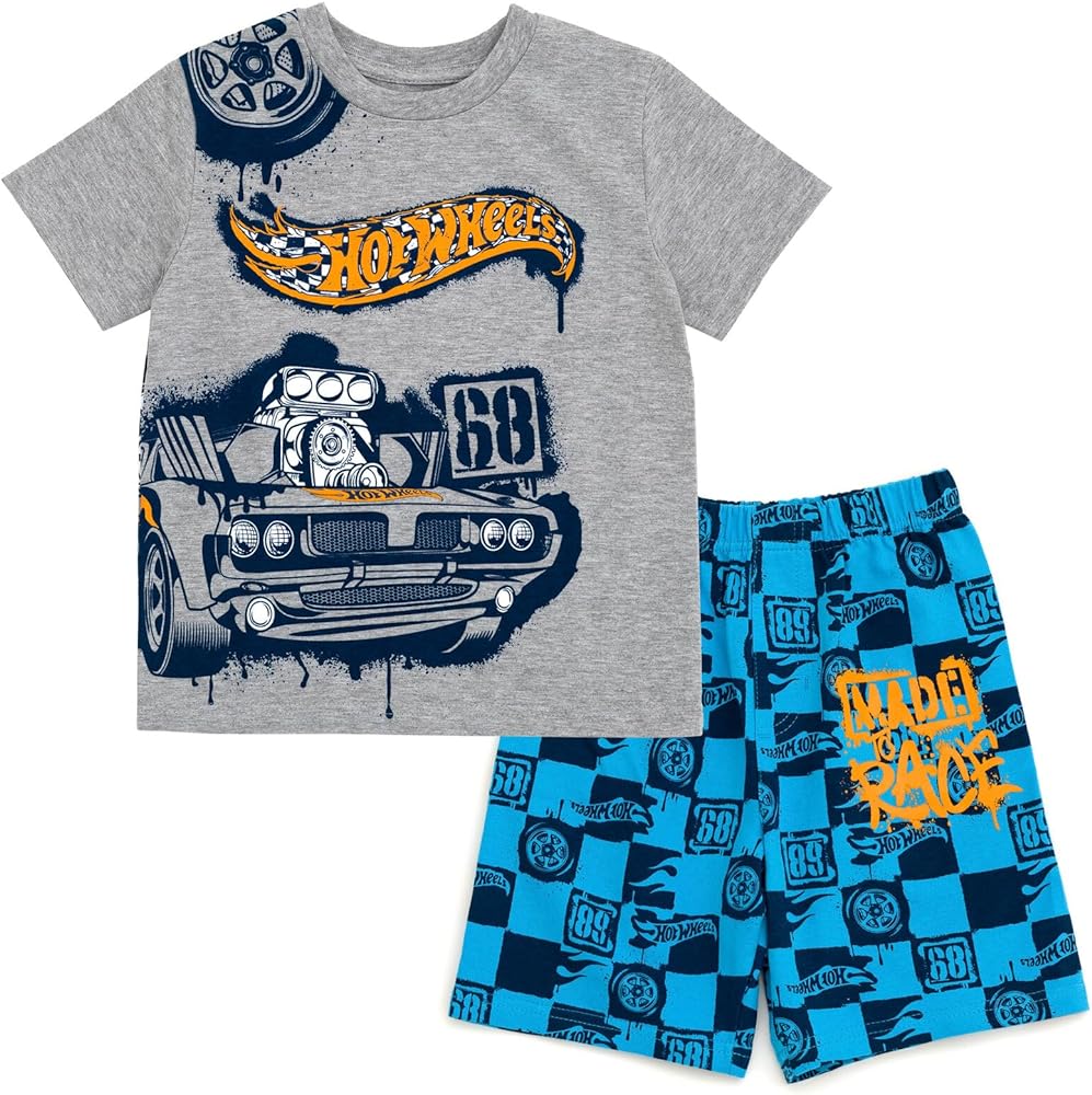 Hot Wheels T-Shirt and French Terry Shorts Outfit Set Toddler to Big Kid