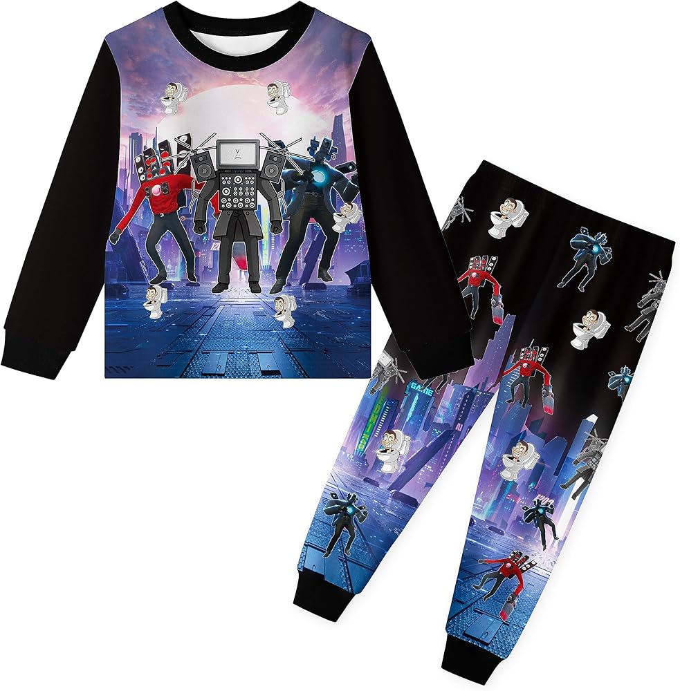 Cartoon Game 2-Piece Clothes Set for Boys, Ages 5-14: Shirt and Pants