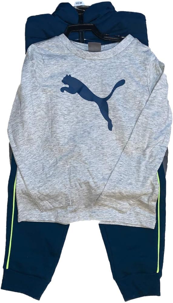 PUMA Little Boy's 3 Piece Outfit Set, Long Sleeve Shirt, Vest, and Pants