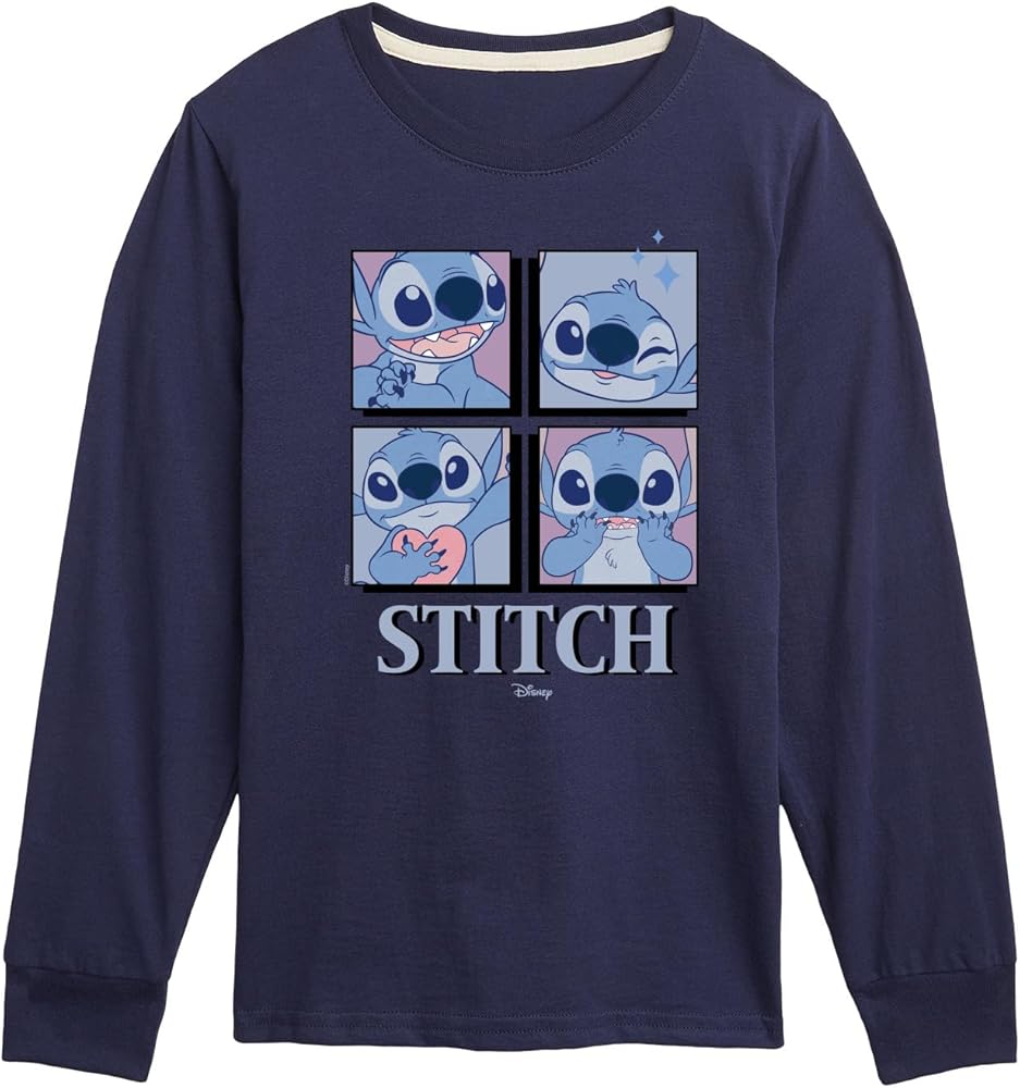 Disney - Lilo & Stitch - All The Expressions of Stitch - Toddler & Youth Long Sleeve Graphic T-Shirt