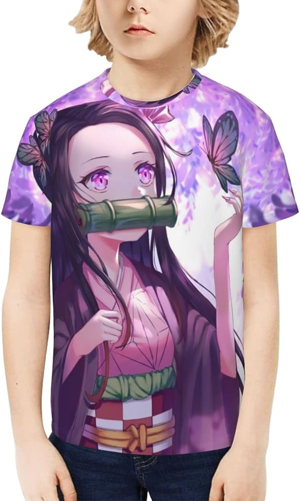 Anime Nezuko Kamado T-Shirt for Boys Girls Shirt Kids Teen Short Sleeve Tee Tops