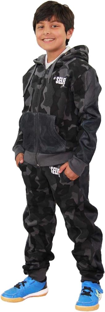 Kids Tracksuit Boys Girls Designer's #Selfie Camouflage Jogging Suit 5-13 Years