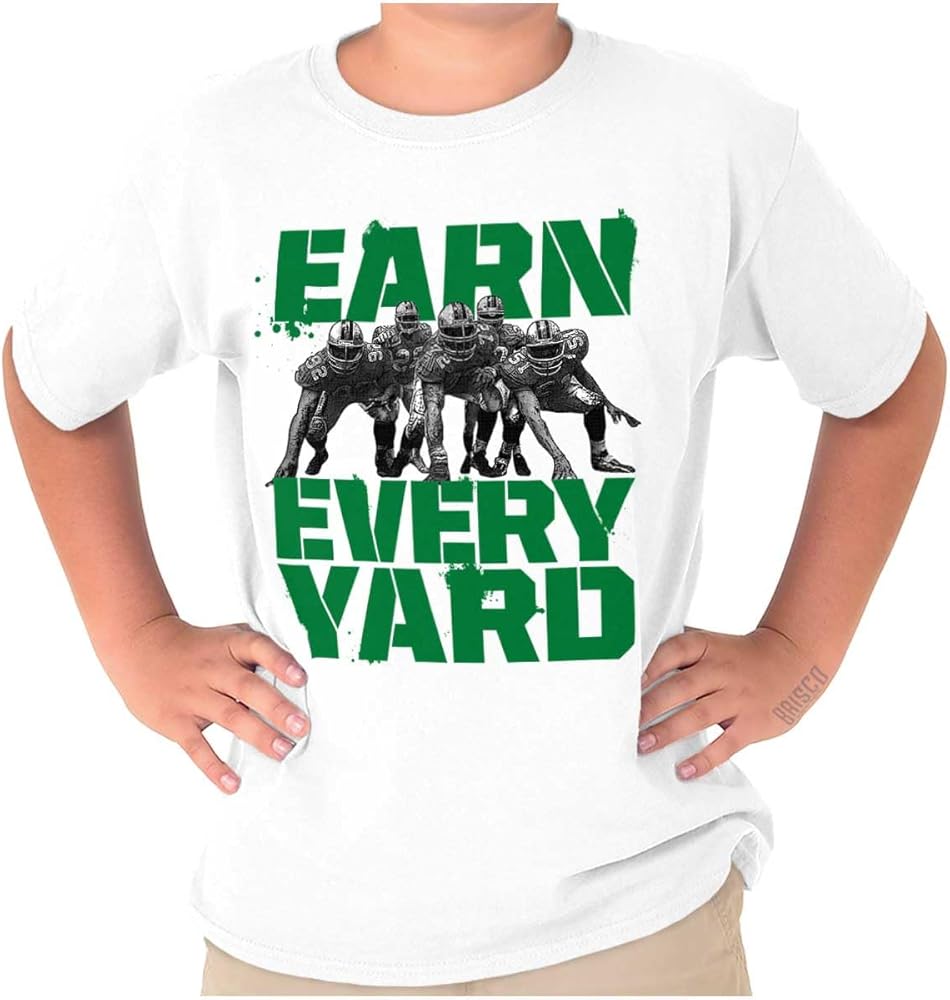 Football Athlete Earn Every Yard Boys Kids T Shirt Tees Tops