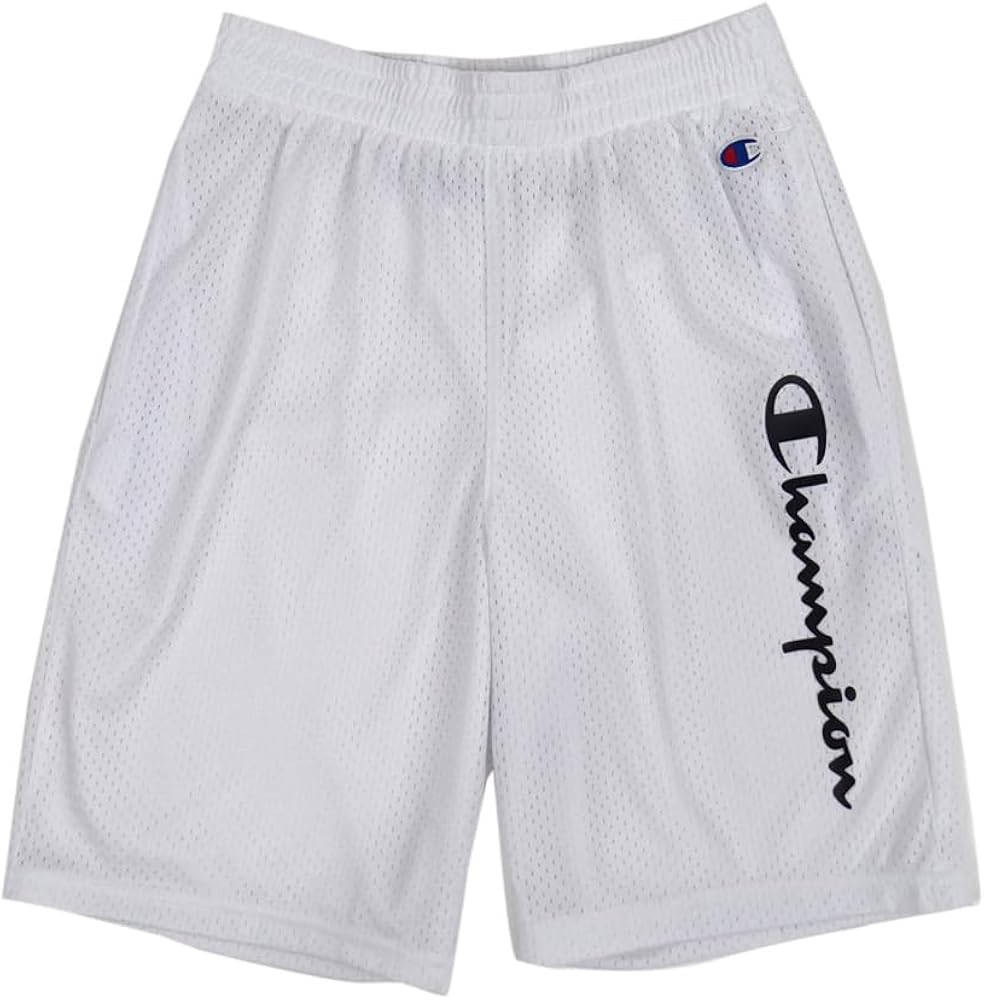 Champion Boys Heritage Script Mesh Short (Large,White/Black Script)