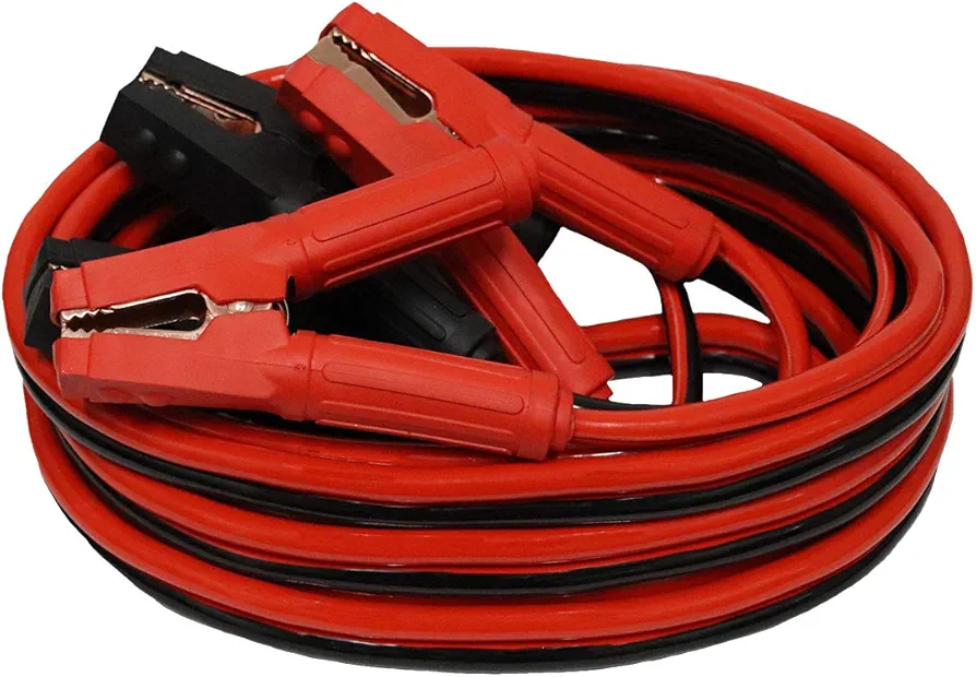 Grip 25 ft 1 Gauge Heavy Duty Booster Cables - Jumper Cables - Jump Dead/Weak Batteries in Cars, Boats, ATV's, Snowmobiles - 12/24V Systems - Copper Jaw Clamps - Automotive