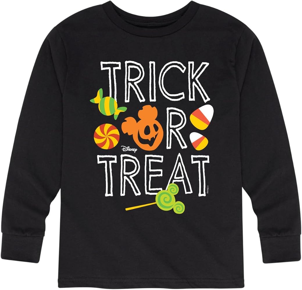 Disney Mickey & Friends - Trick Or Treat Candy Art - Toddler and Youth Long Sleeve Graphic T-Shirt