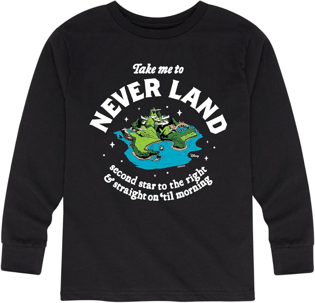 Disney Peter Pan - Take Me to Neverland - Second Star to The Right - Toddler and Youth Long Sleeve Graphic T-Shirt