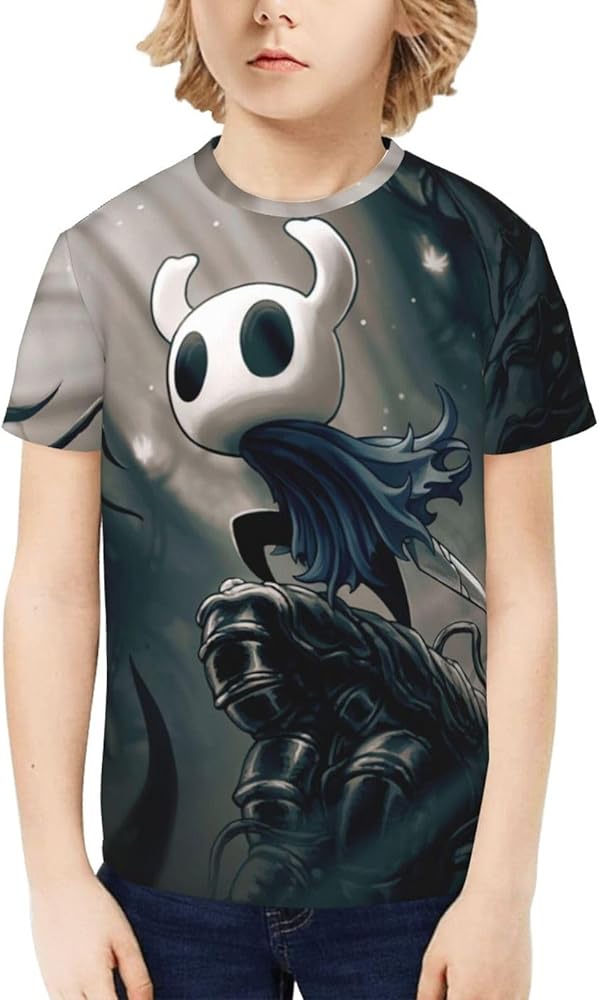 Hollow Gaming Knight Unisex Graphic T-Shirts Crewneck Summer Shirt Short Sleeve Tops Blouse for Boys Girls