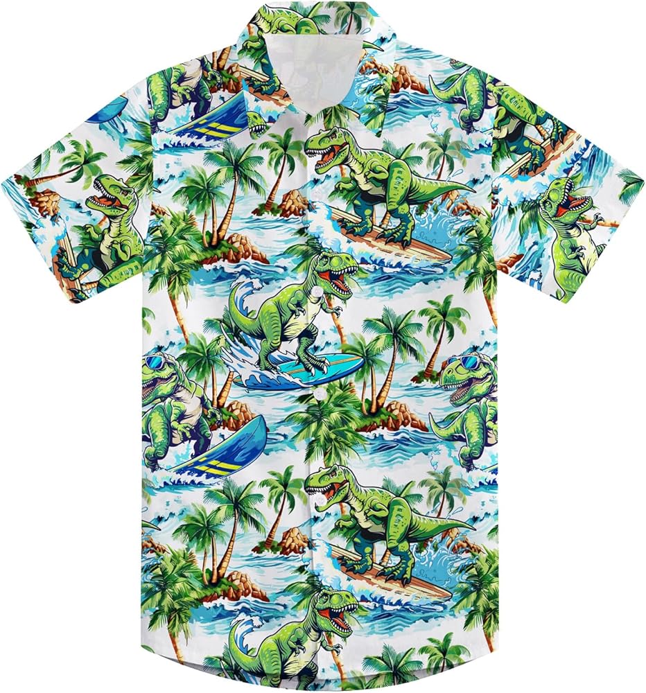 Goodstoworld 2-10T Boys Novelty Hawaiian Short Sleeve Button Down Dress Shirt