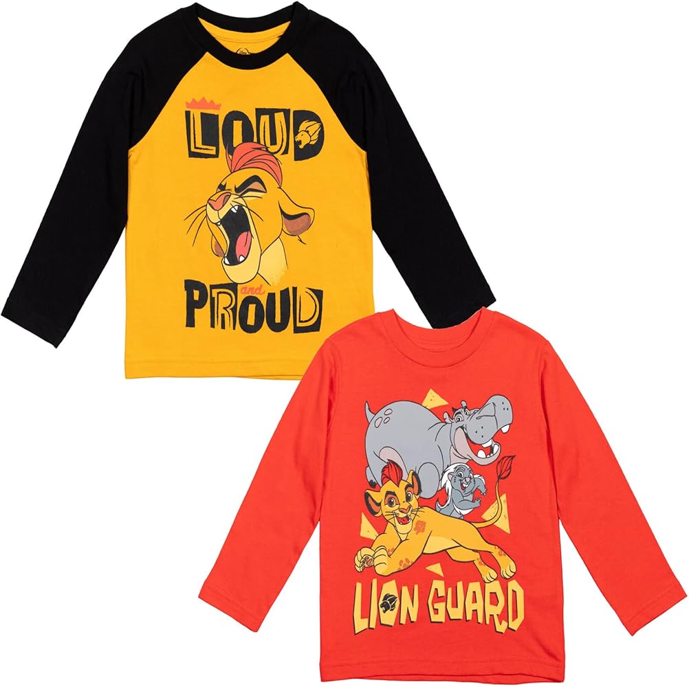 Disney Toy Story Cars Lion King Mickey Mouse 2 Pack Long Sleeve T-Shirts Infant to Big Kid Sizes (12 Months - 18-20)