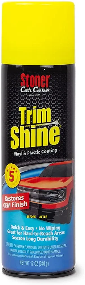 Stoner Car Care 91034 12-Ounce Trim Shine Protectant Aerosol Restores Dull or Faded Interior and Exterior Plastic Renew Bumpers, Running Boards, and More, Pack of 1