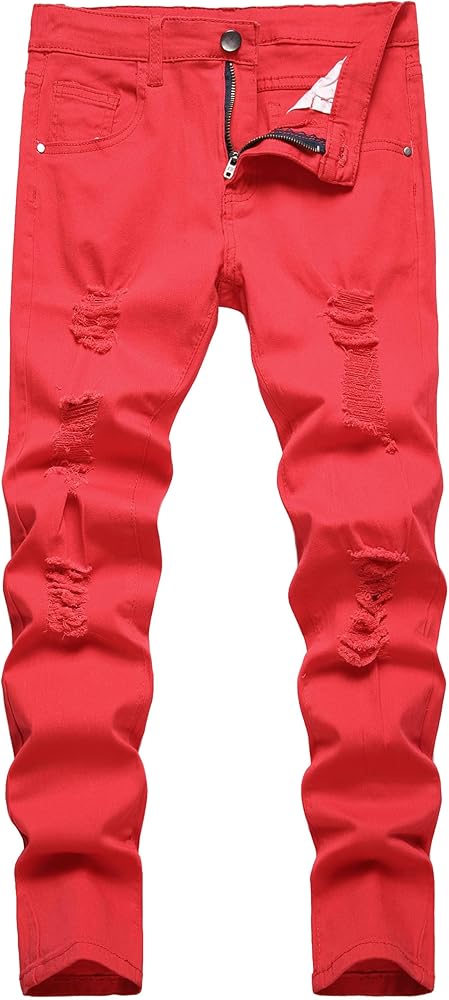 Boy's Skinny Fit Ripped Distressed Stretch Fashion Denim Jeans Pants