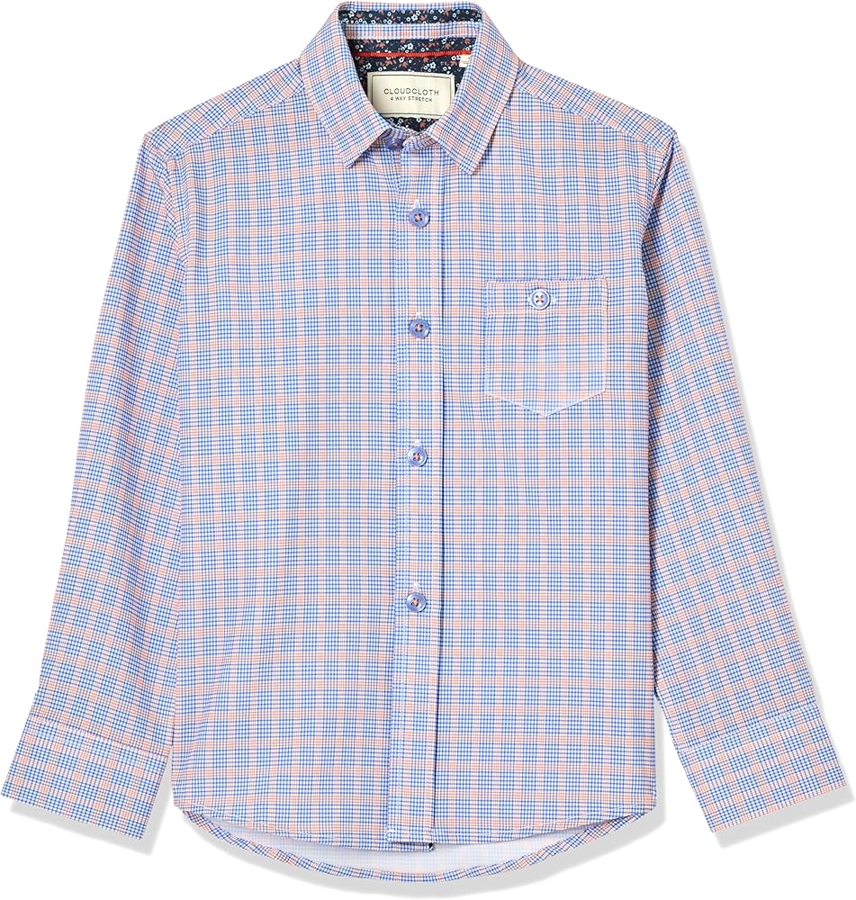 Isaac Mizrahi Boys' 4 Way Stretch Check Button Down Shirt