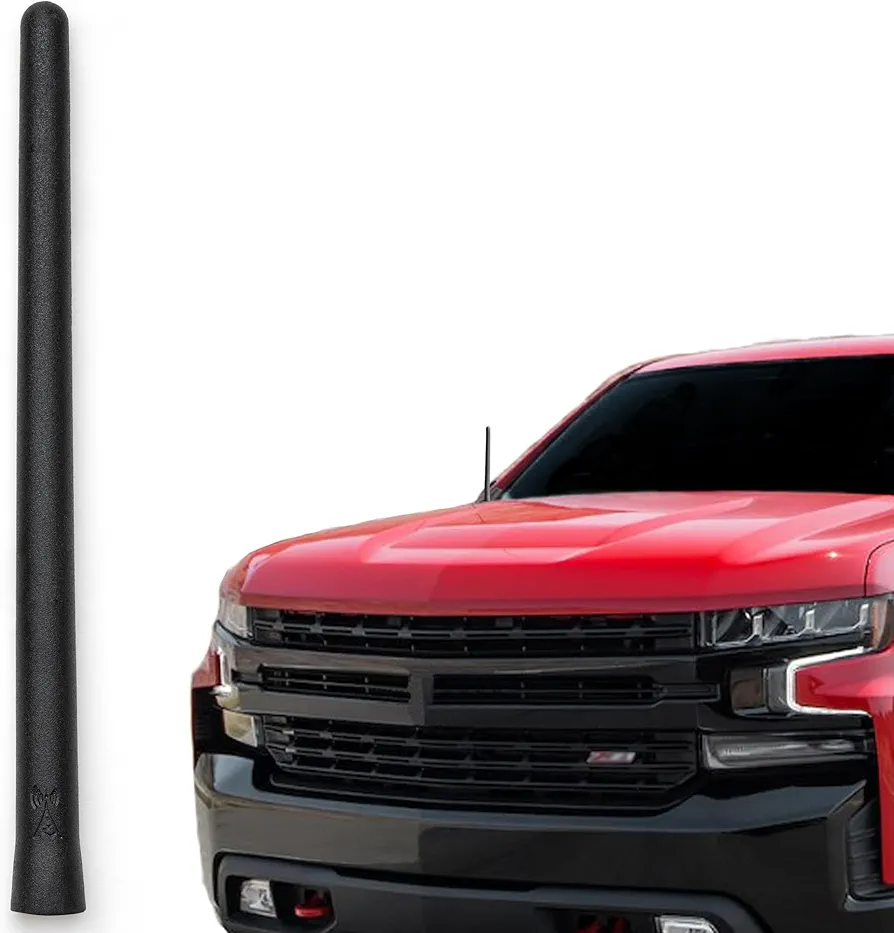 AntennaMastsRus Short Rubber Antenna fits Chevrolet Silverado 1500 (2006-2025), The Original 6 3/4", Car Wash Proof, Durable EPDM Rubber, Internal Copper Coil for Enhanced Reception